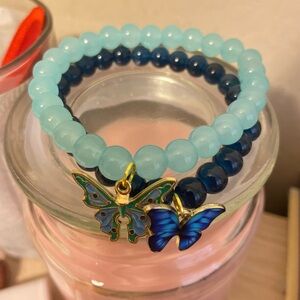 Butterfly 🦋 set spring summer 8mm GIass beads handmade 2 pc lot